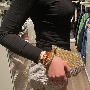 Black or tan triangle bling glitter purse